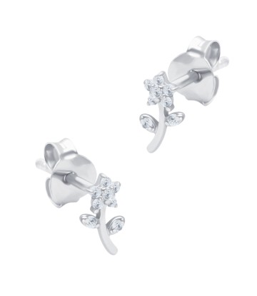 Little Flower CZ Silver Stud Earring STS-6687